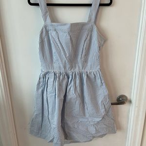 Blue and white pinstripe J.Crew tie back dress. Size L